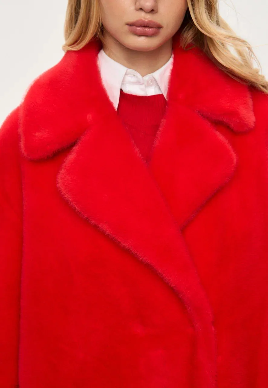 Luxurious Faux Fur Coat Freya - Red