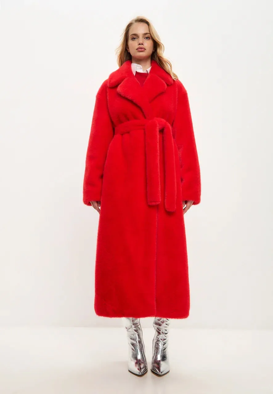 Luxurious Faux Fur Coat Freya - Red