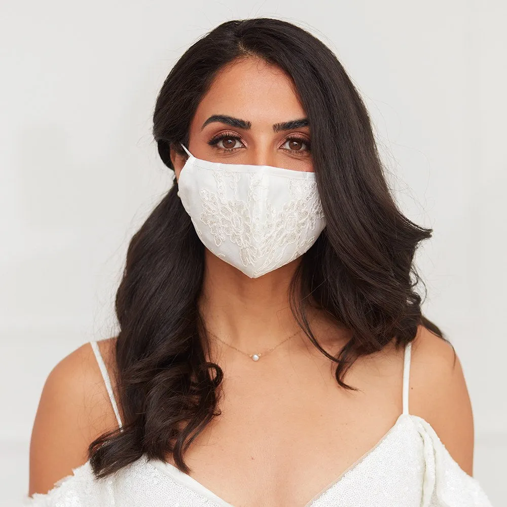 LUXURY REUSABLE, WASHABLE CLOTH FACE MASK WITH FILTER POCKET - BRIDAL BOUTIQUE