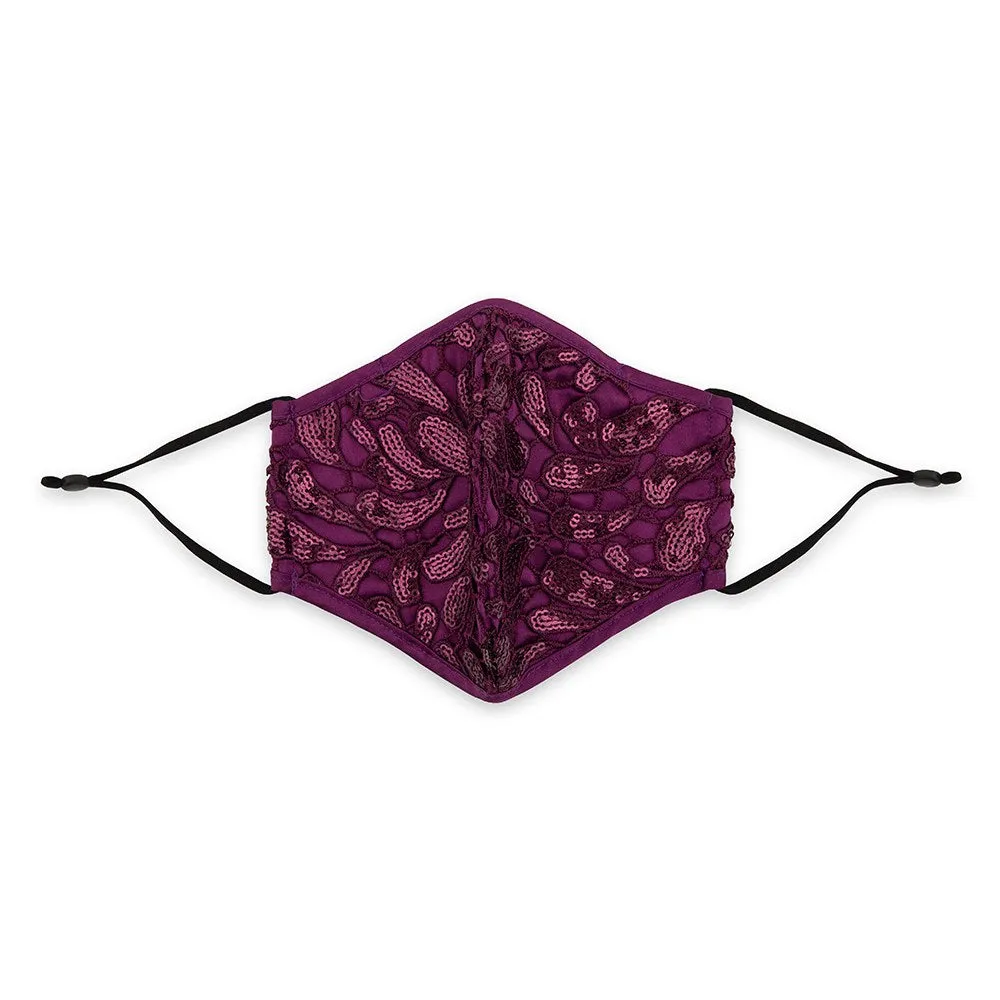 LUXURY REUSABLE, WASHABLE CLOTH FACE MASK WITH FILTER POCKET - PURPLE GARNET