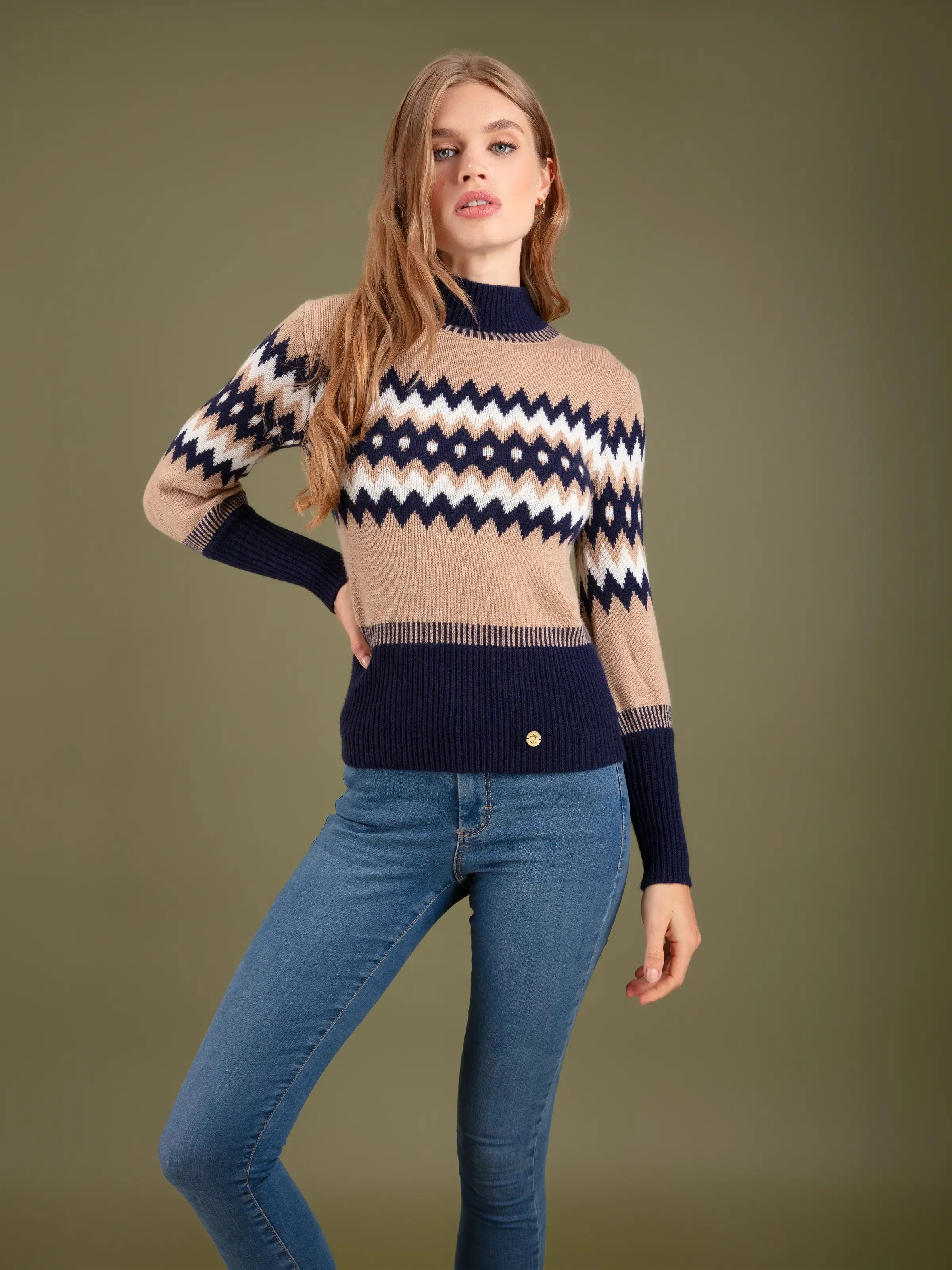 Maggie Fairisle Jumper - Biscuit