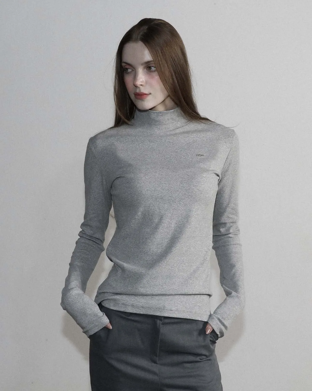 [MAGOREN SEOUL] FW 24 Metal Triclipse Loose Fit Turtleneck Long Sleeve Melange Gray