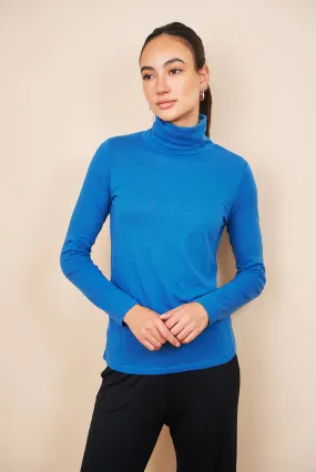 Majestic Cotton/Cashmere Long Sleeve Turtleneck in Bleu Roi/Royal Blue