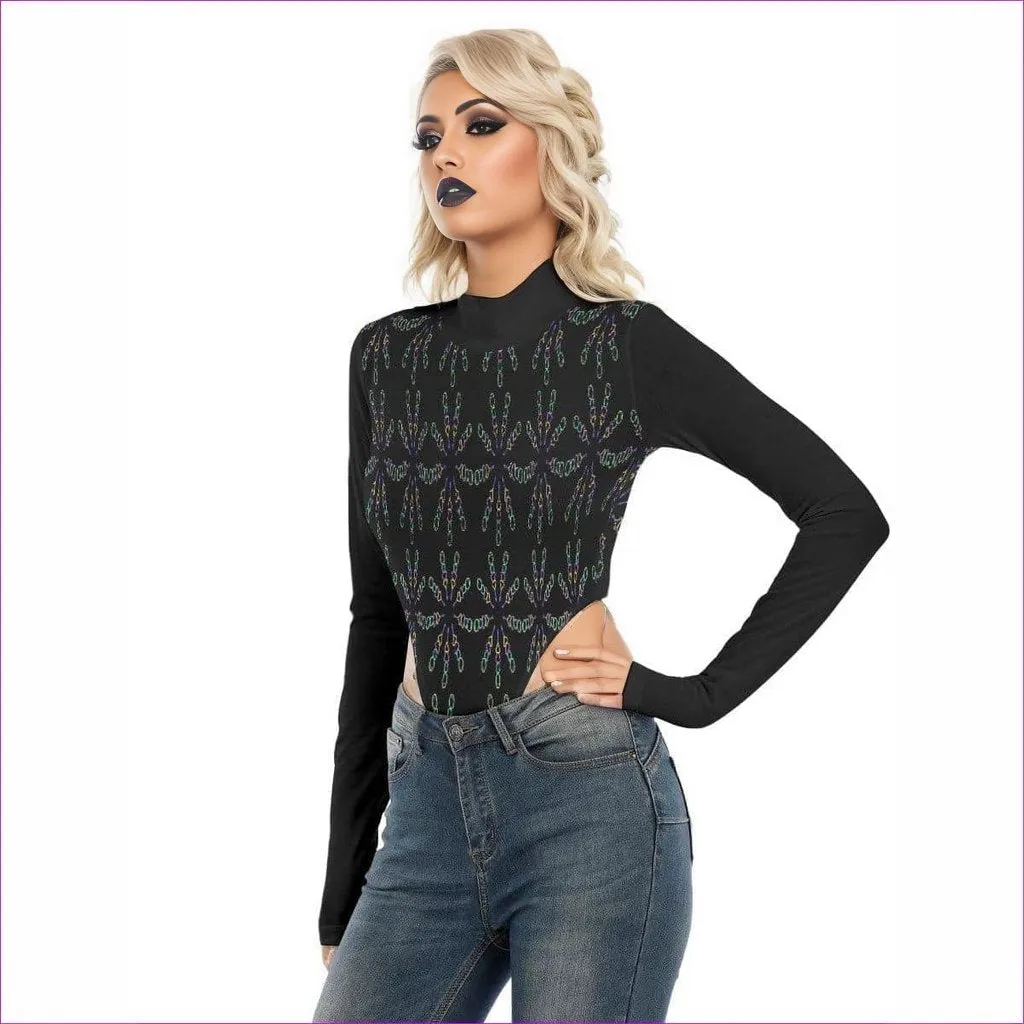 Mandala Womens Turtleneck Long Sleeve Bodysuit