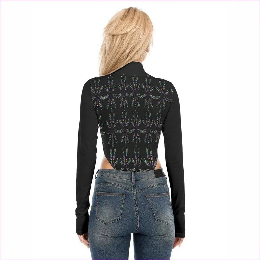 Mandala Womens Turtleneck Long Sleeve Bodysuit