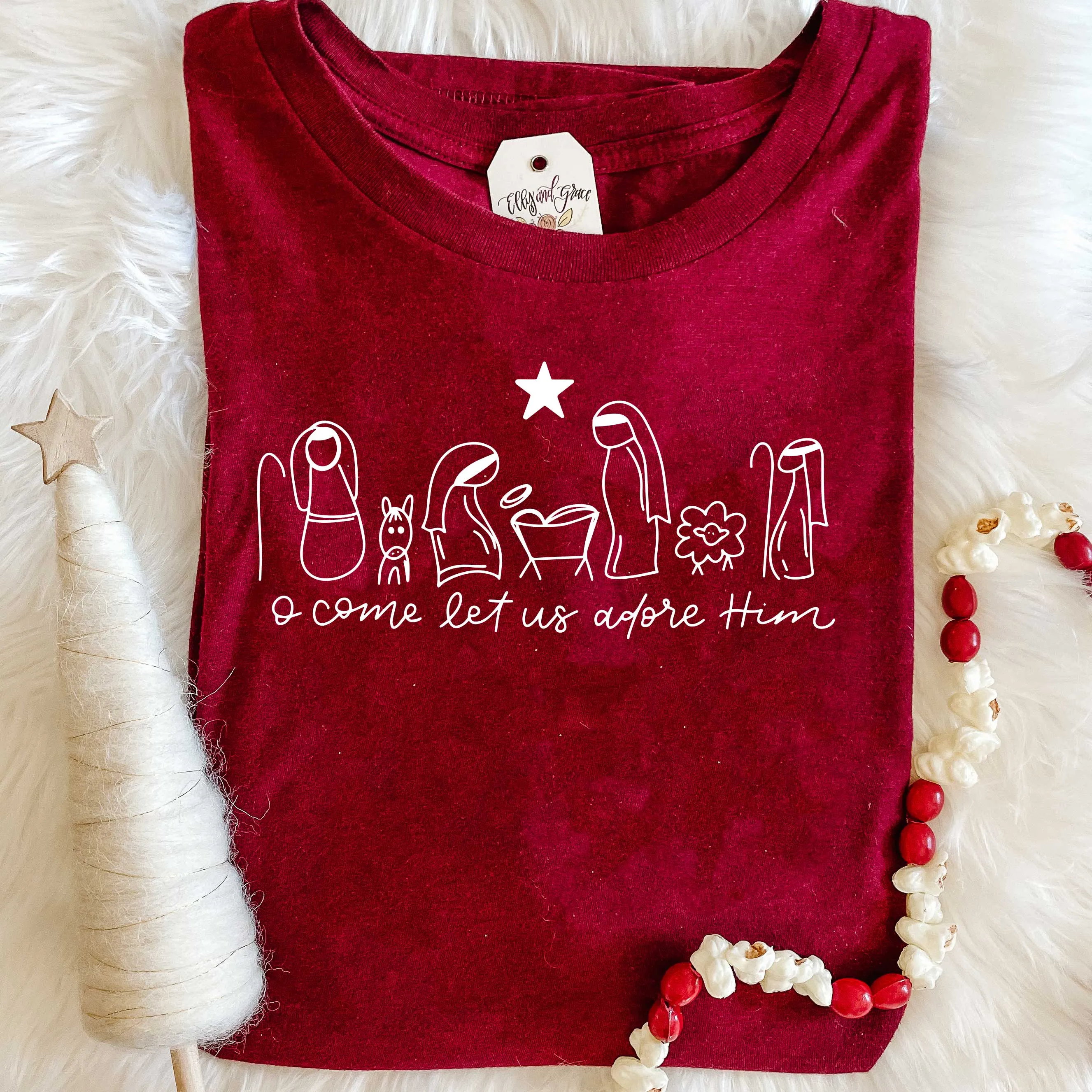 Manger O Come Let Us Adore Him Unisex Shirt