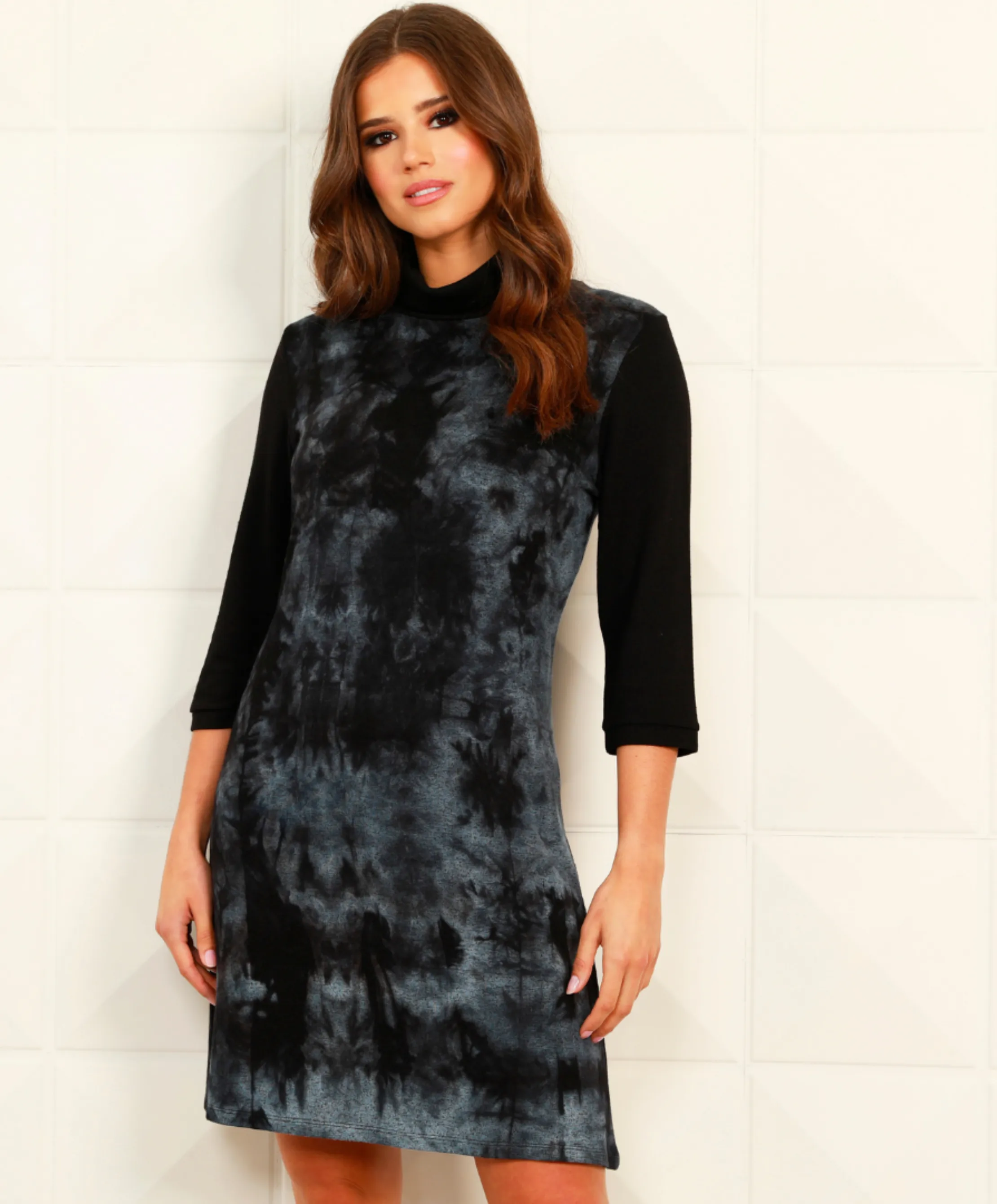 Marble Wash Turtleneck Dress