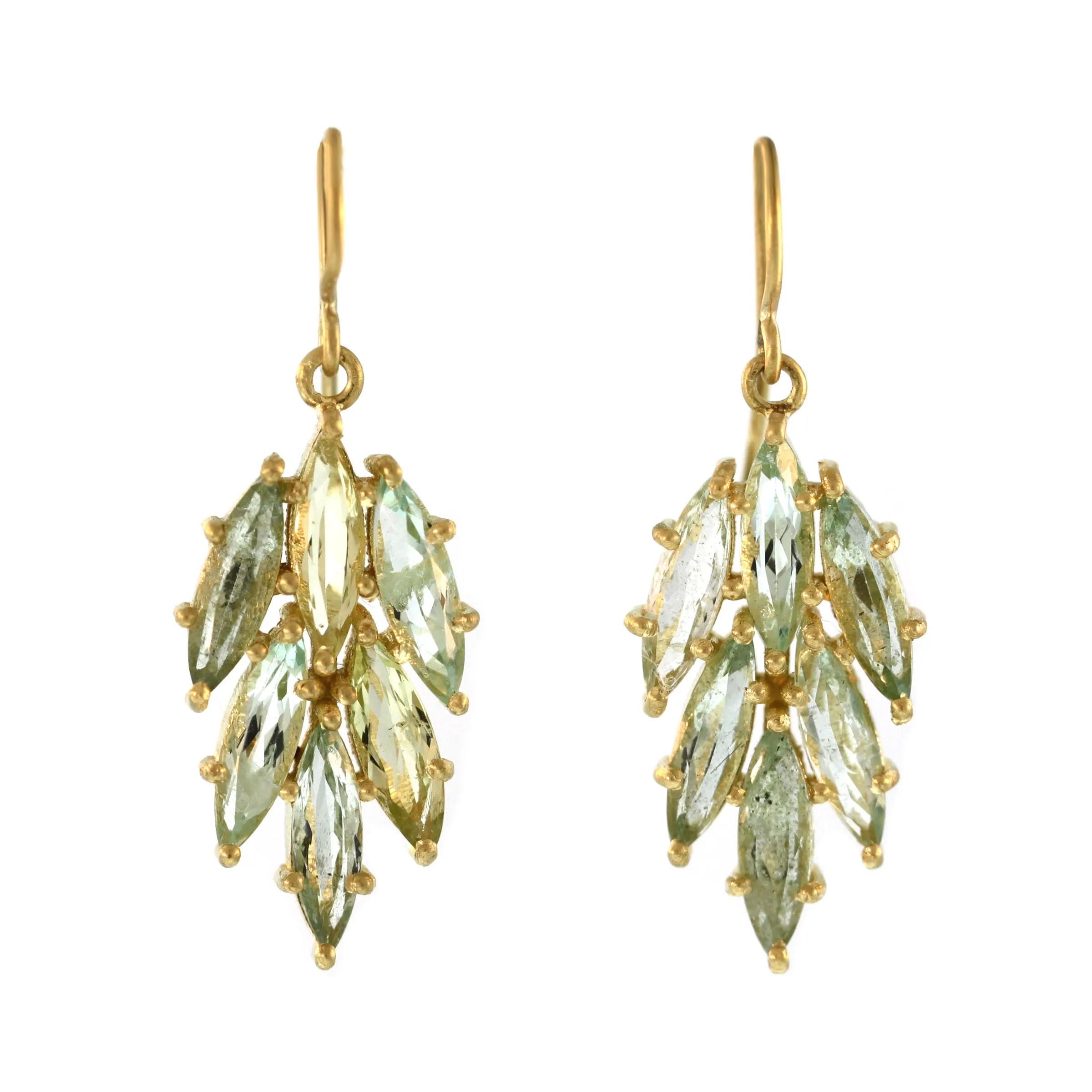 Marquise Aquamarine Cluster Drop Earrings