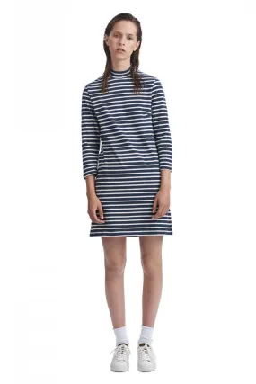 Mary Dress - Navy/Off-White