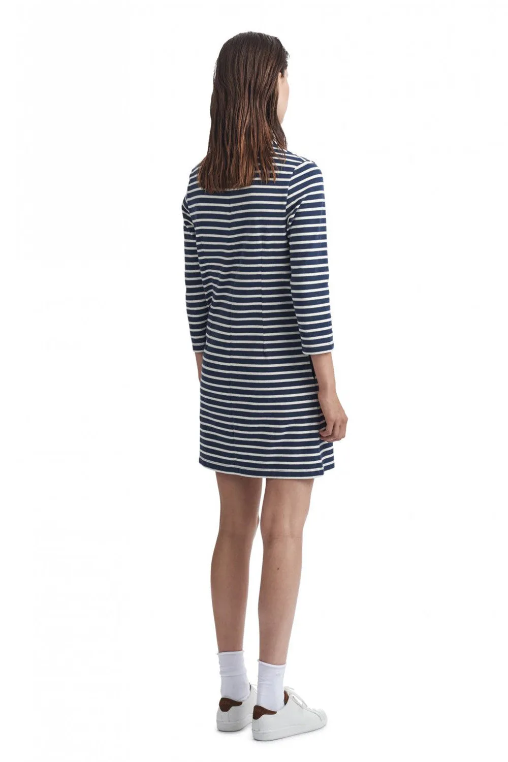 Mary Dress - Navy/Off-White