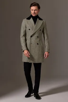 Maximus Peak Coat - Black and White Houndstooth