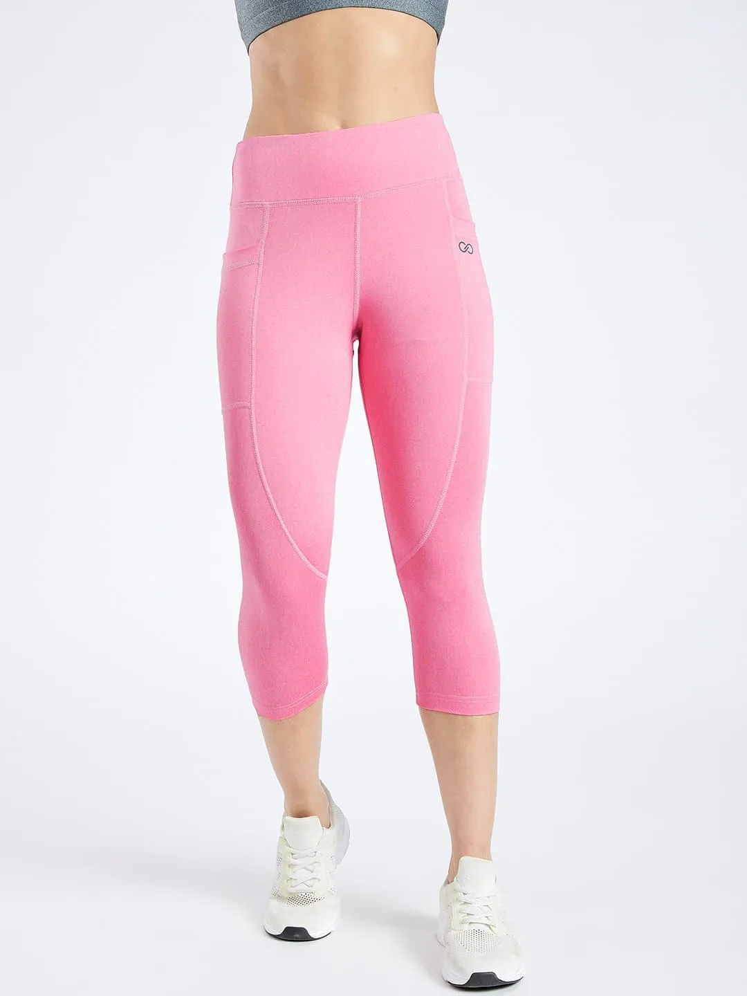 Maxtreme Power Me Pink Marl Pocket Capri Leggings