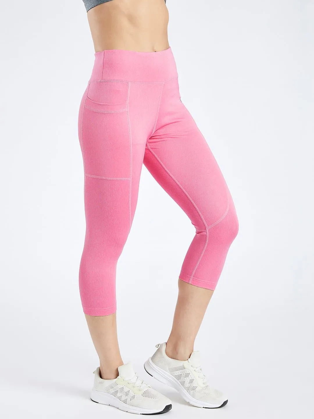 Maxtreme Power Me Pink Marl Pocket Capri Leggings