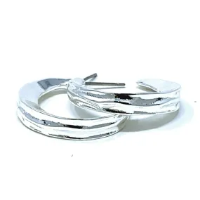 Medium Silver Stud Hoop Earrings