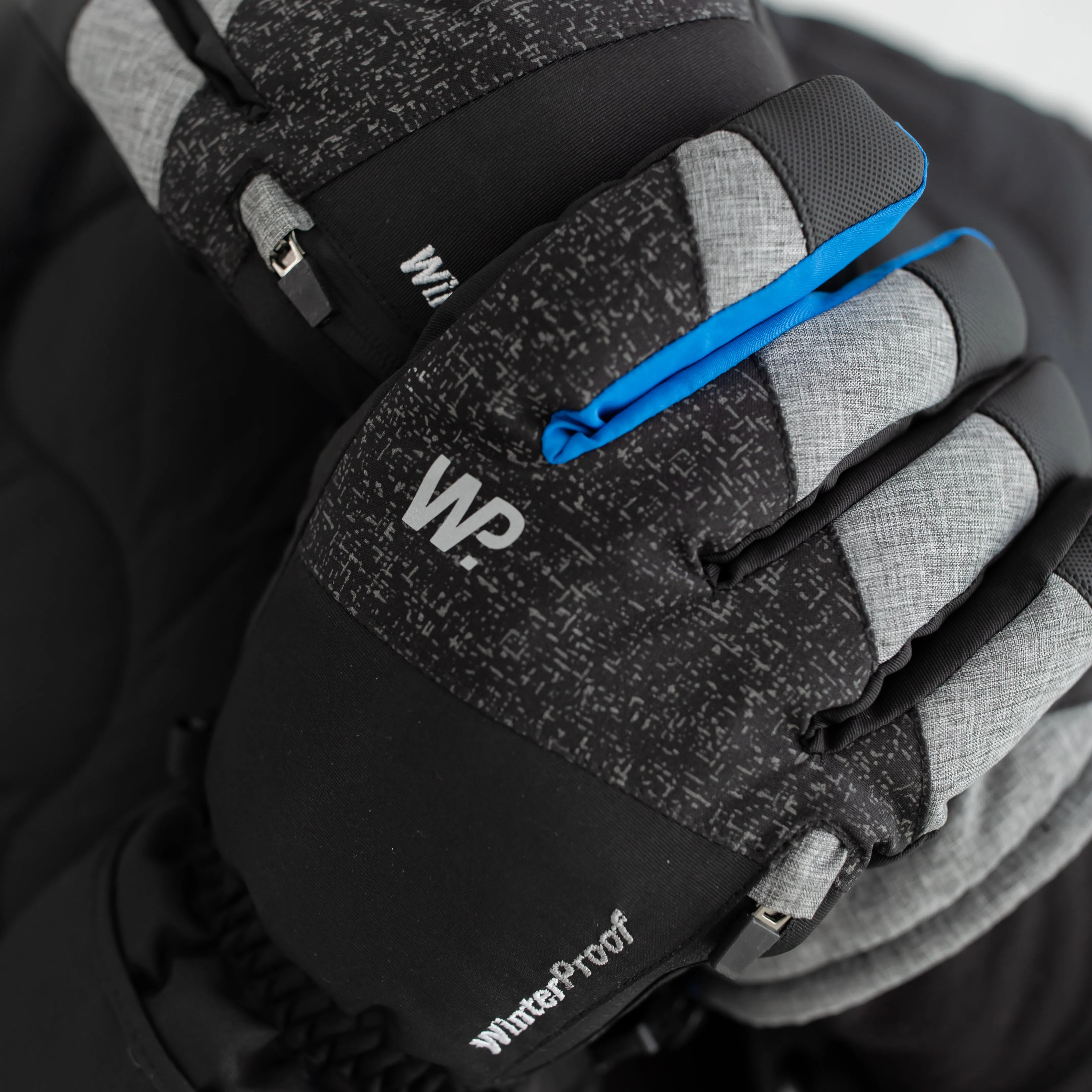 Men's Black Grey Blue Snow Shovel Reflective Gloves