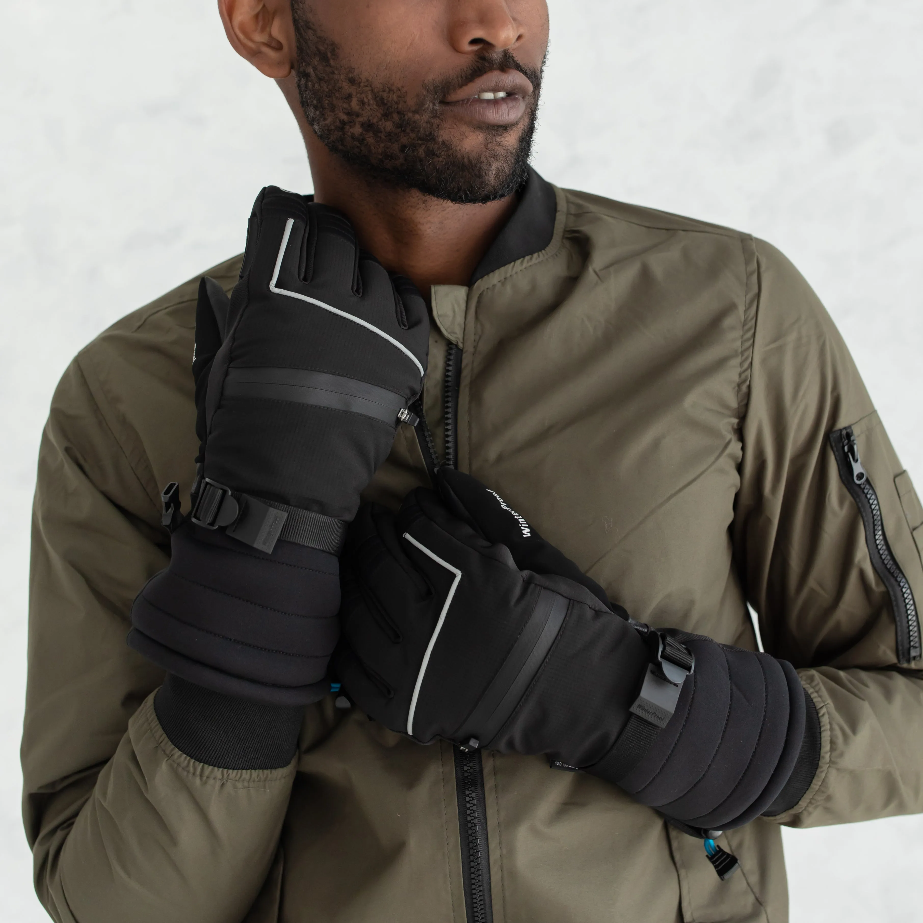 Men's Black Performance Ski Gloves