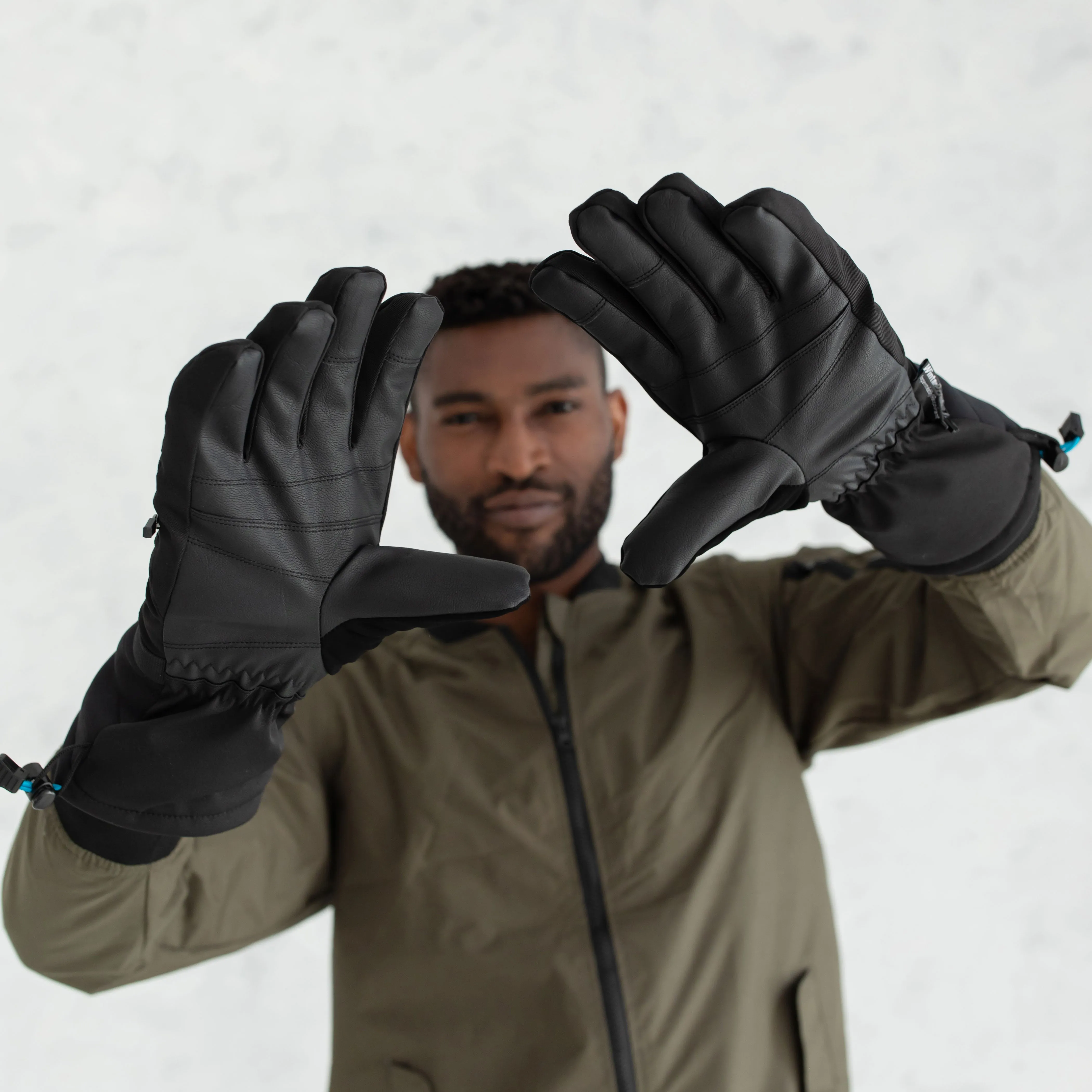 Men's Black Performance Ski Gloves