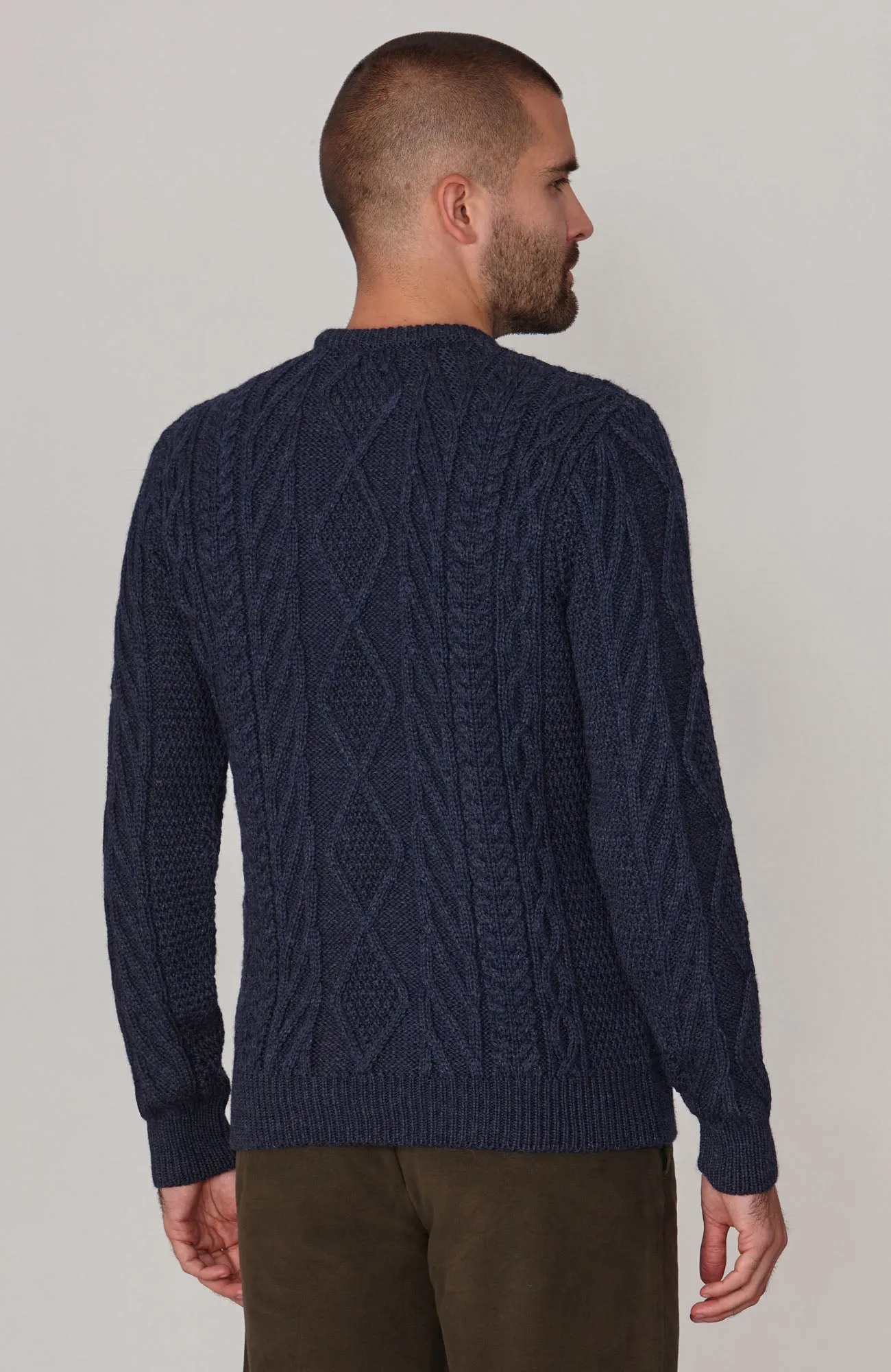 Mens Chunky Merino Wool Cable Jumper