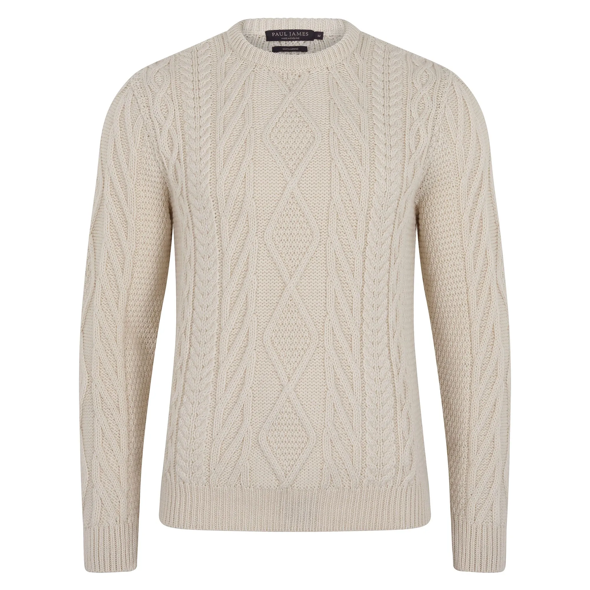 Mens Chunky Merino Wool Cable Jumper