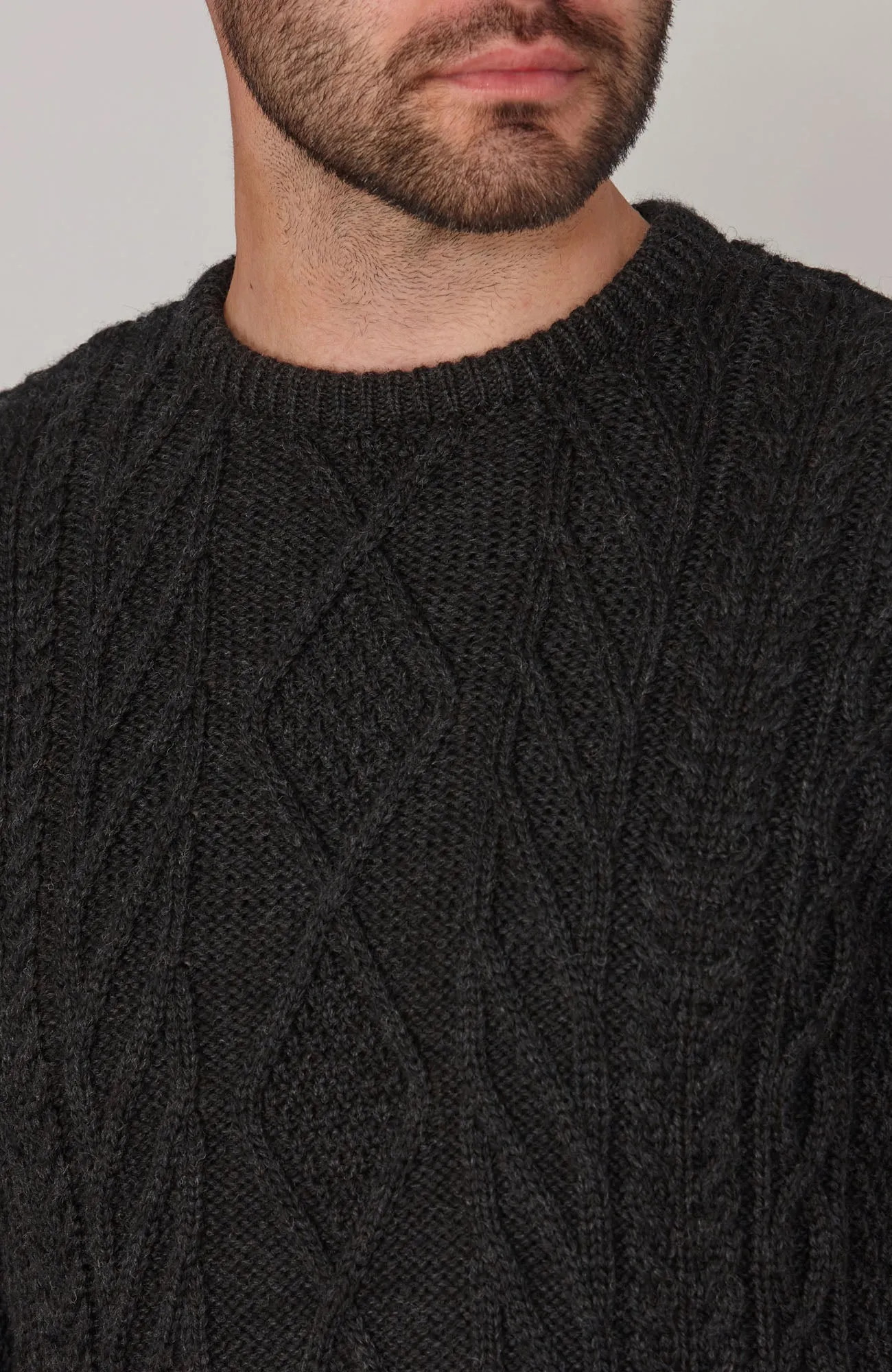 Mens Chunky Merino Wool Cable Jumper