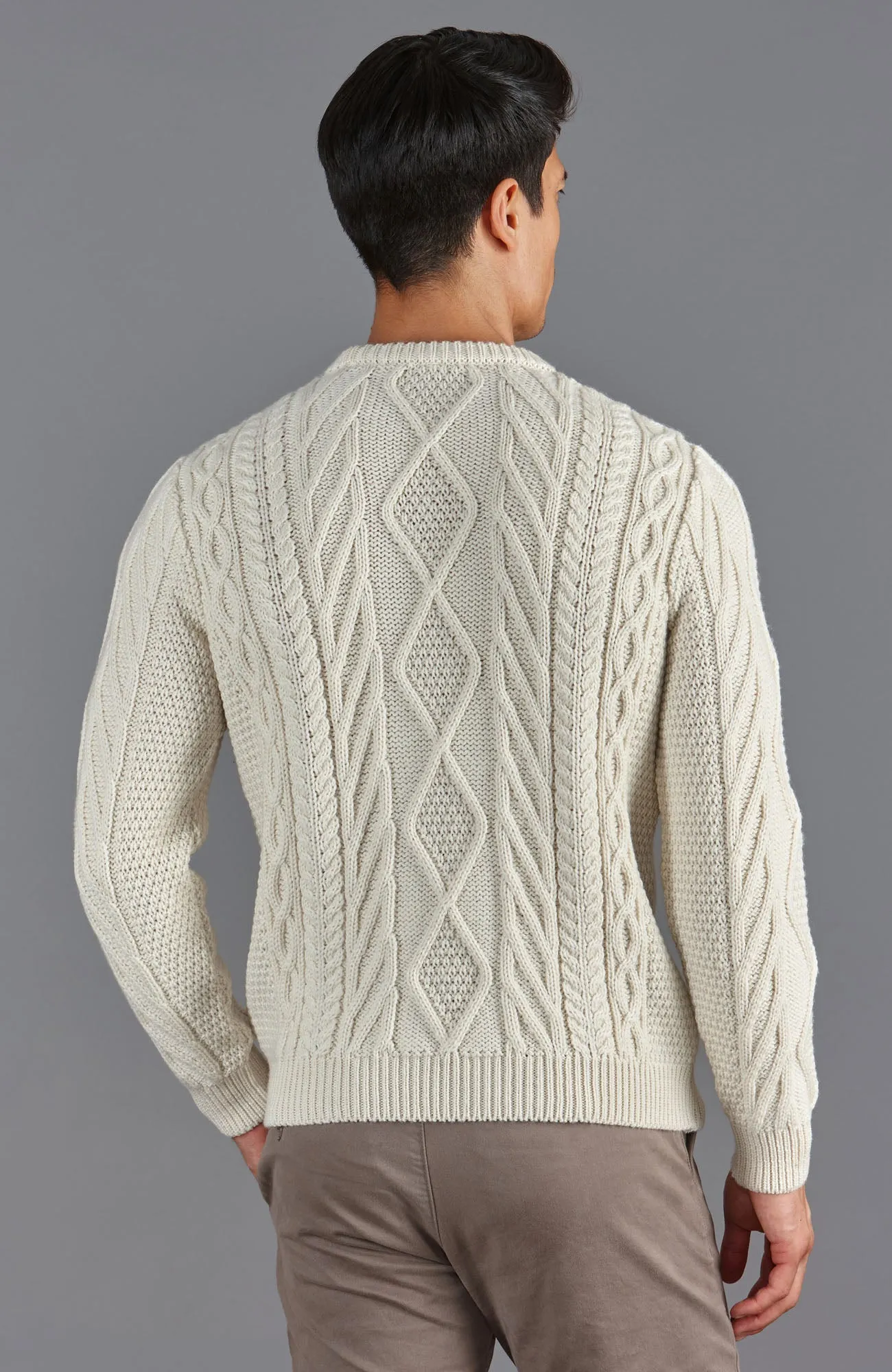 Mens Chunky Merino Wool Cable Jumper