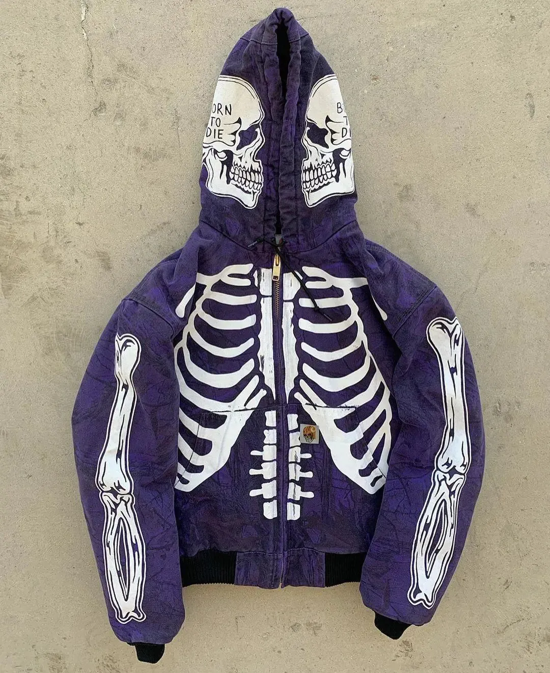 Men's Full Face Zip Skeleton Hoodie Cardigan