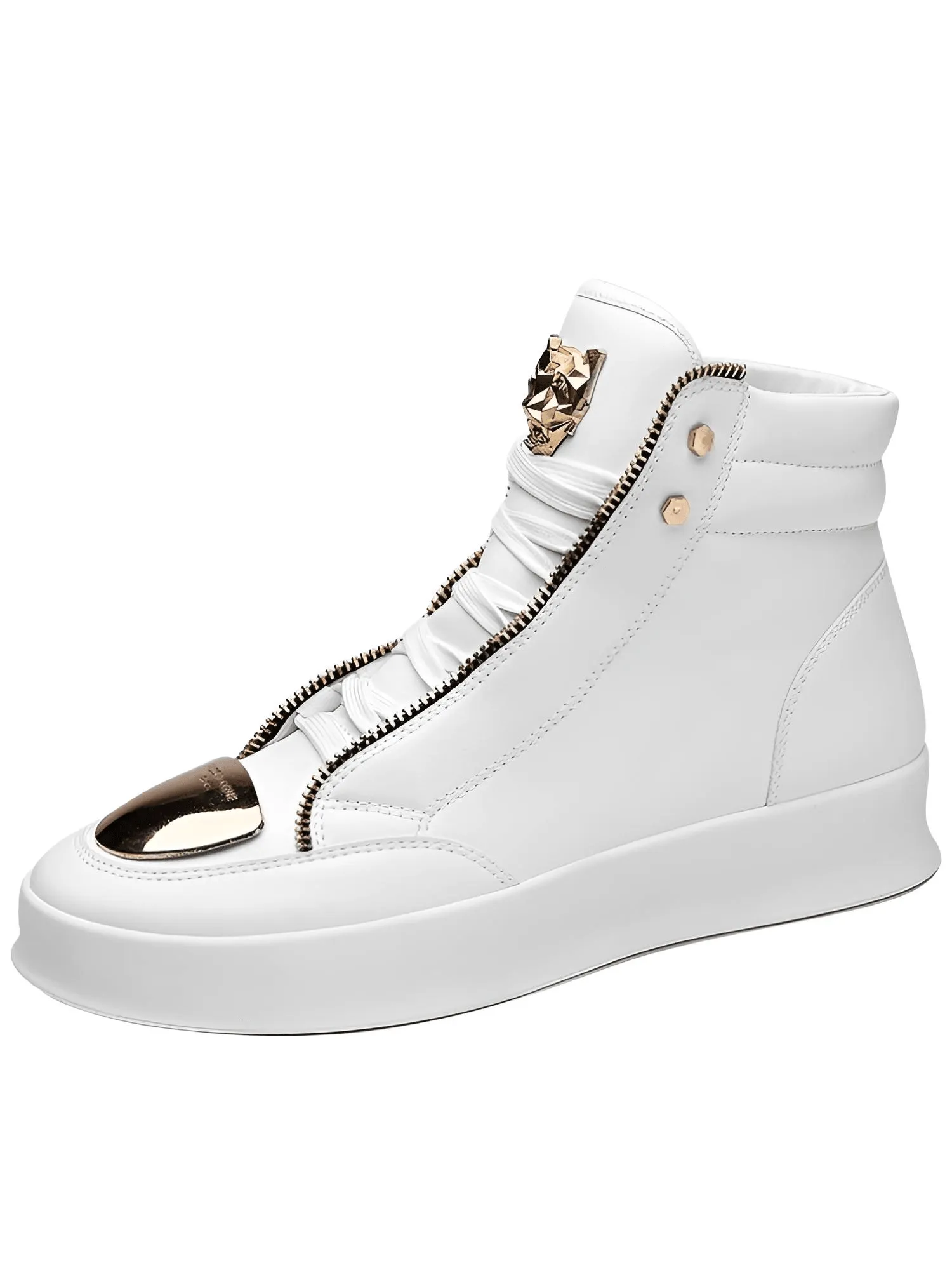 Men's High Top Sneakers Trendy Gold Accents