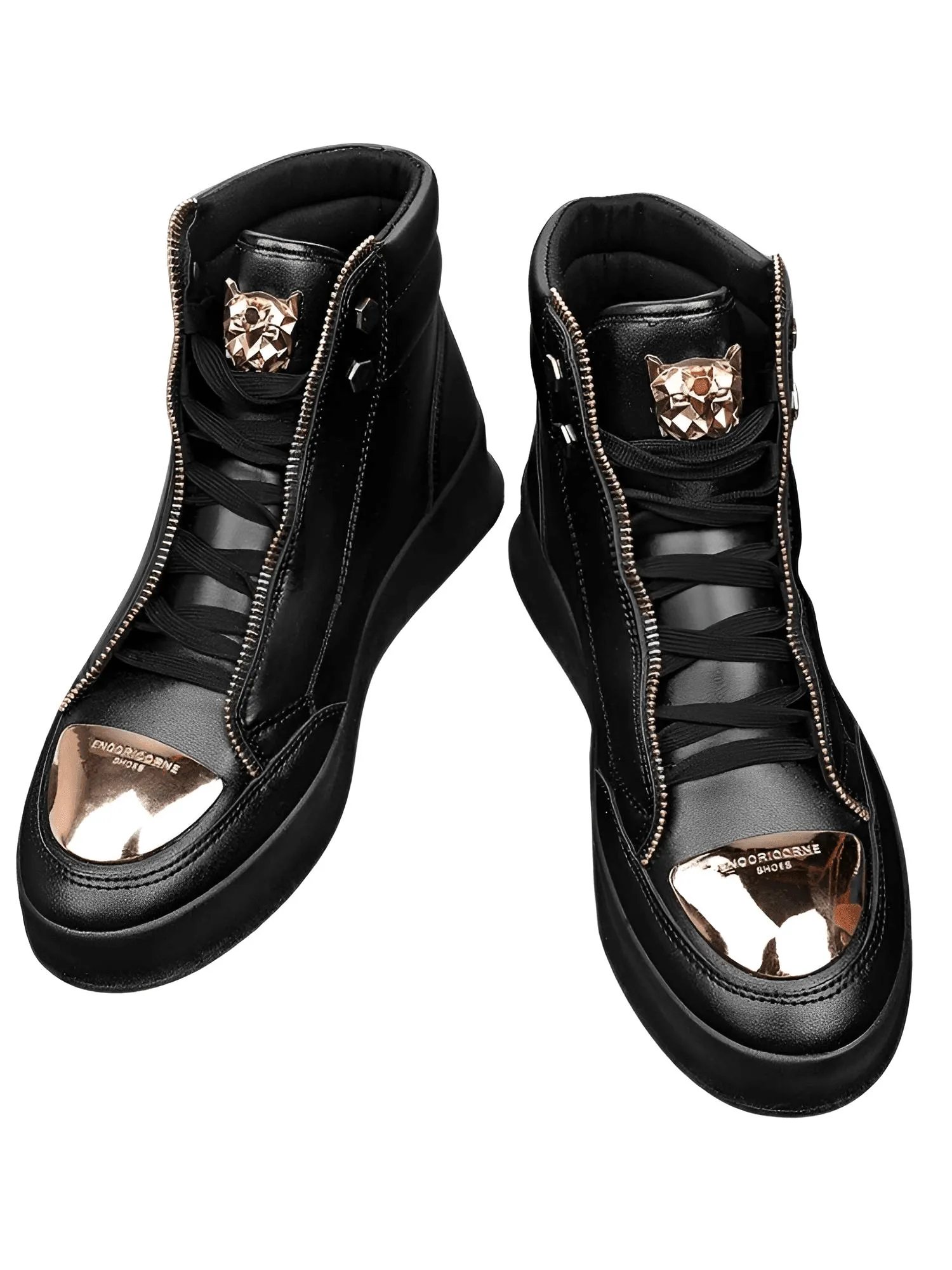 Men's High Top Sneakers Trendy Gold Accents