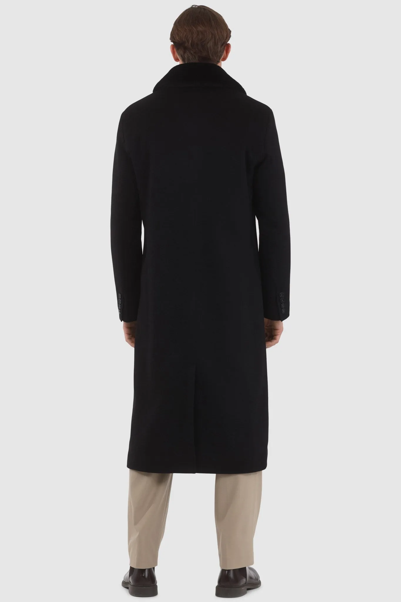 Men's Loro Piana Cashmere Coat with Detachable Select Shearling Lamb Collar