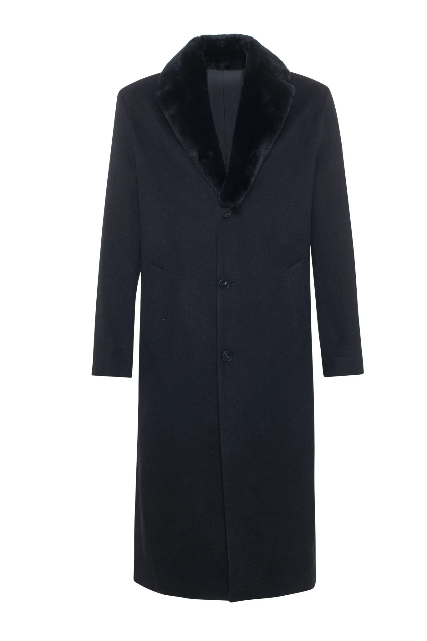 Men's Loro Piana Cashmere Coat with Detachable Select Shearling Lamb Collar