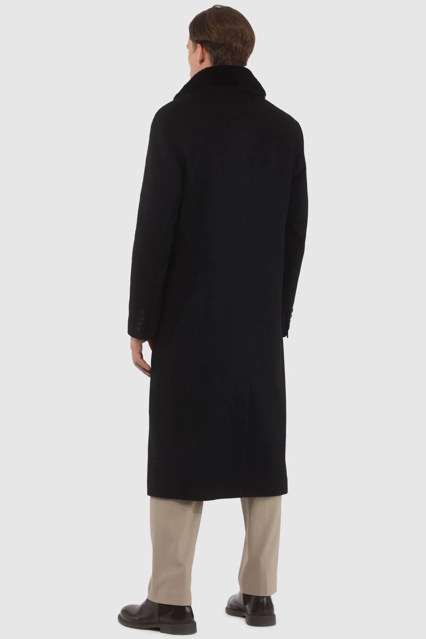 Men's Loro Piana Cashmere Coat with Detachable Select Shearling Lamb Collar