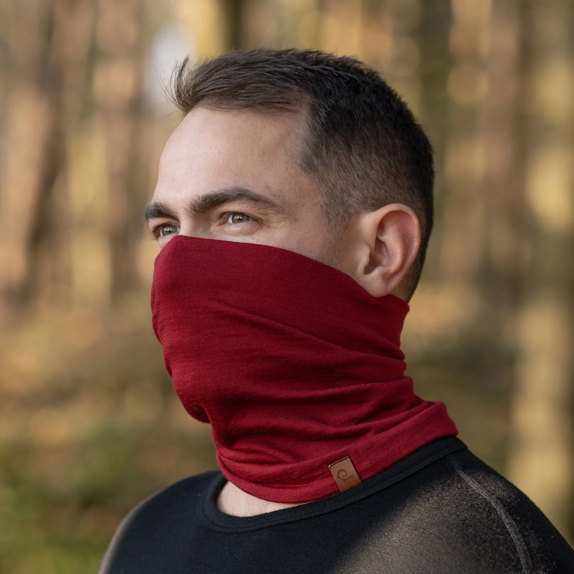 Men's Merino Neck Gaiter Royal Cherry / Red