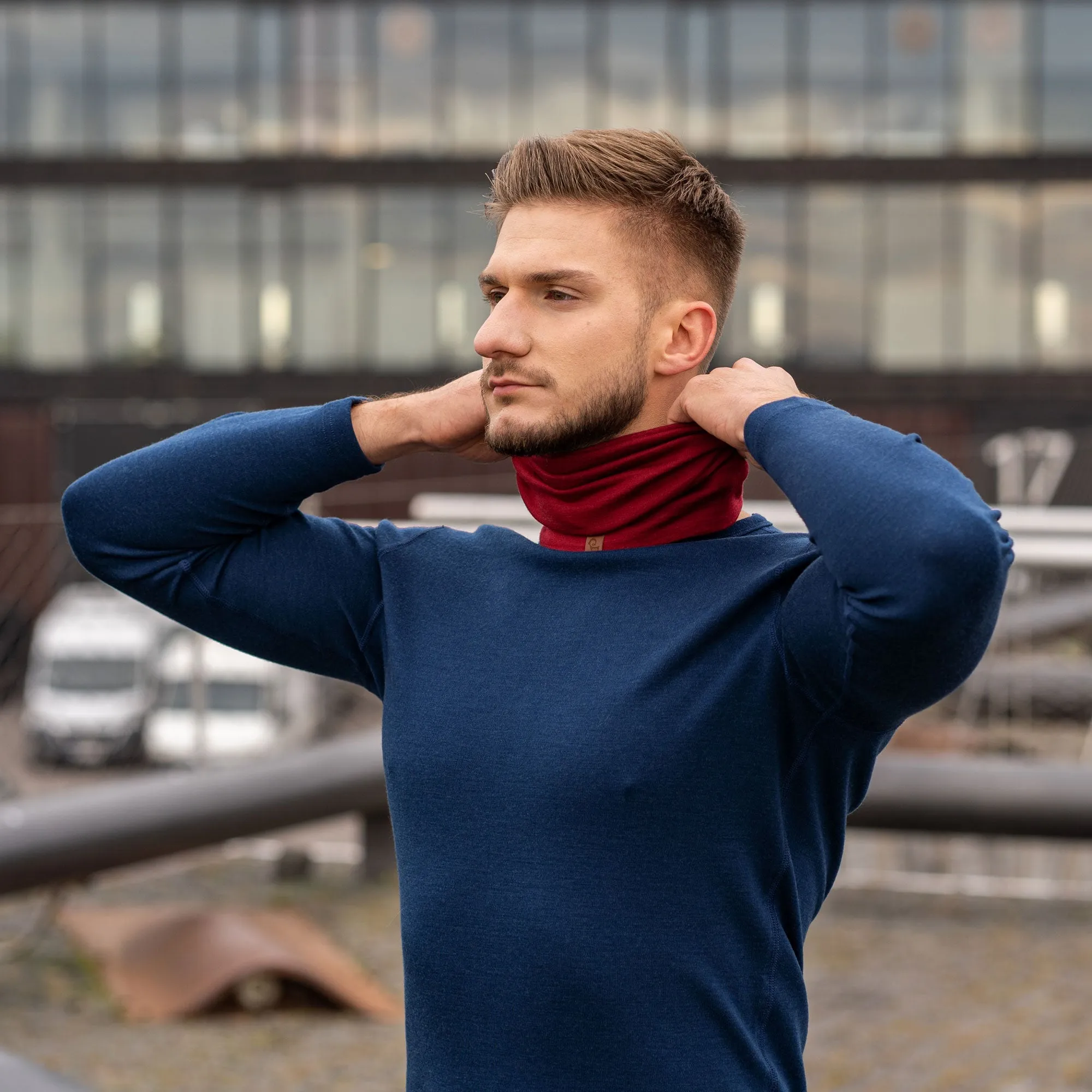 Men's Merino Neck Gaiter Royal Cherry / Red