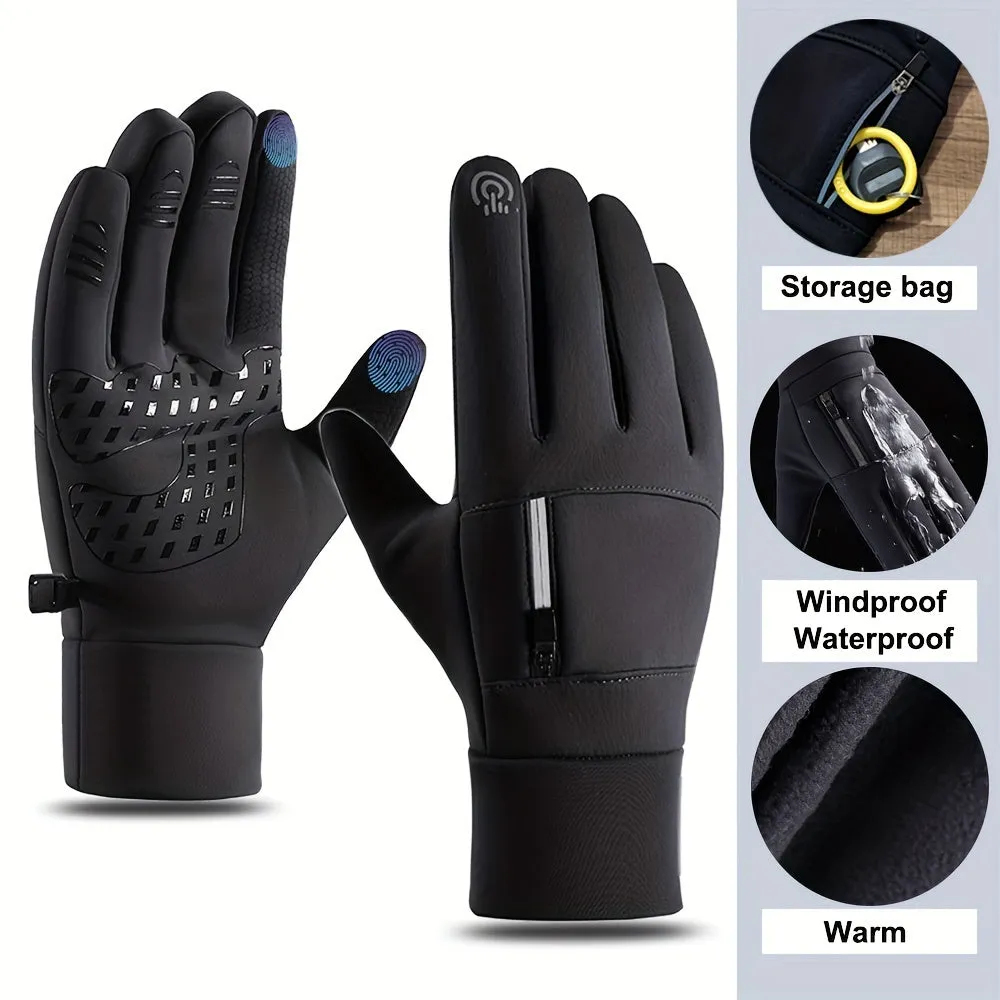 Mens Winter Outdoor Gloves Warm Windproof Waterproof  Touchscreen