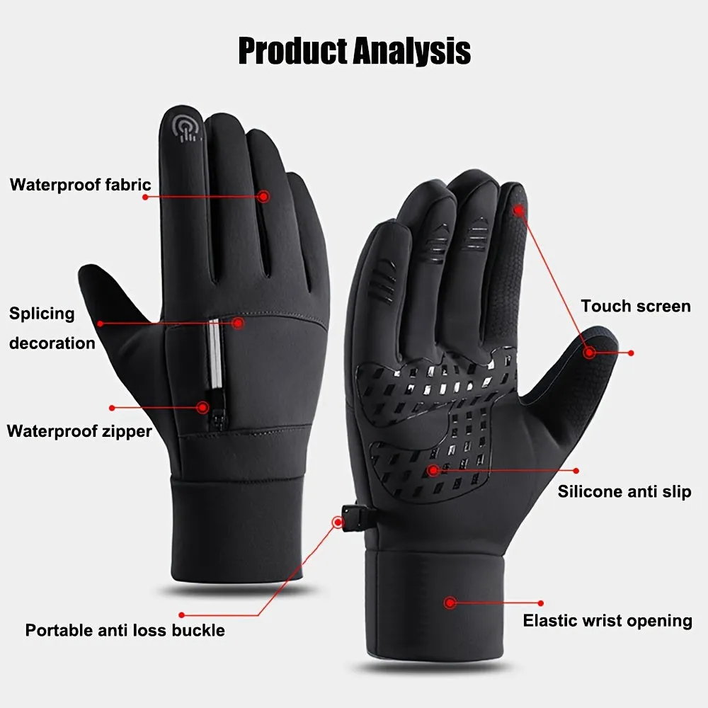 Mens Winter Outdoor Gloves Warm Windproof Waterproof  Touchscreen