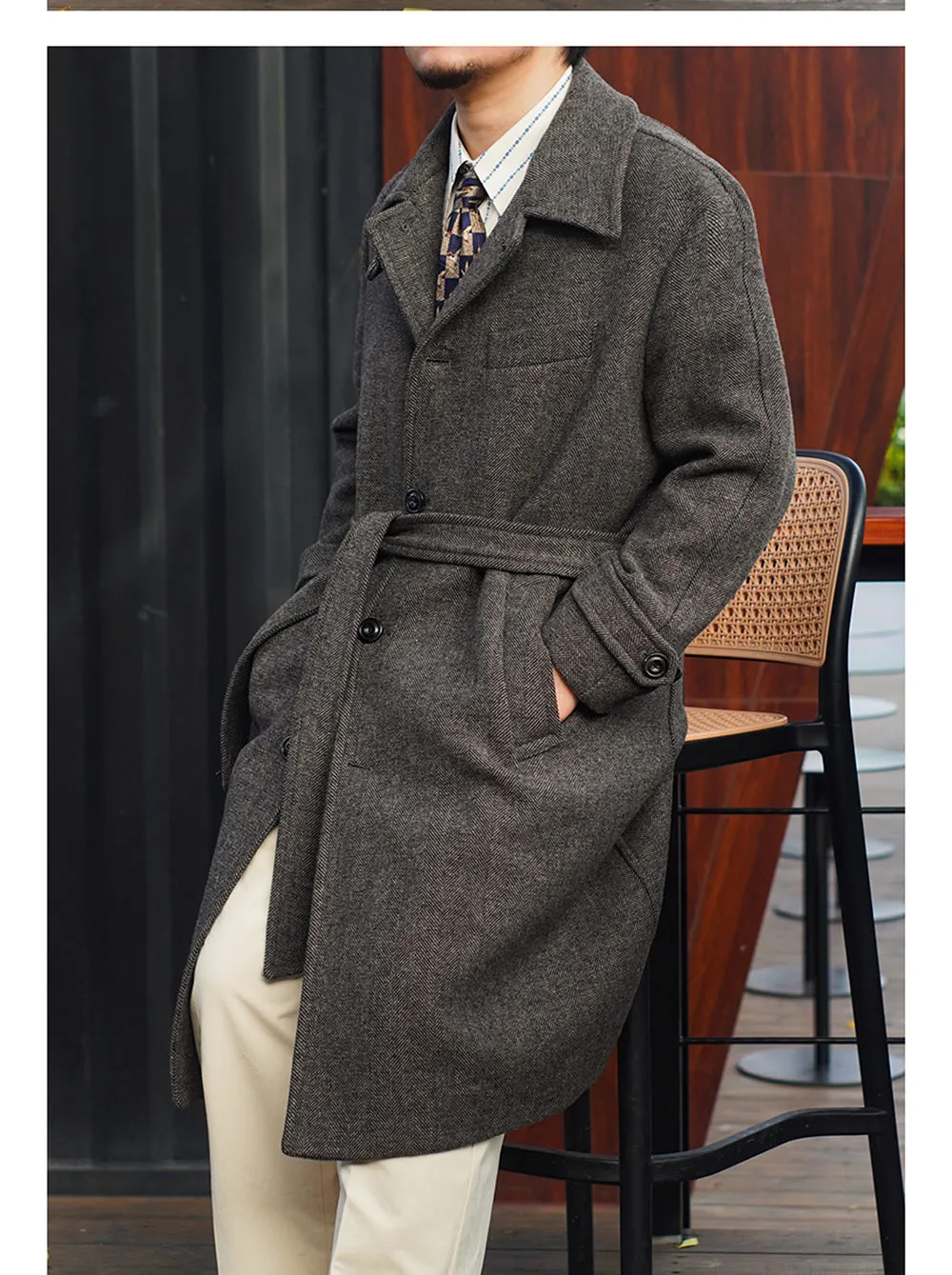 Men's Woolen Balmacaan Coat