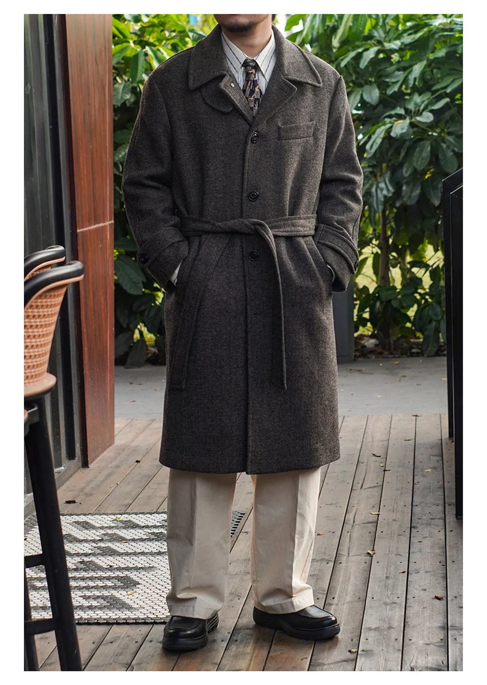 Men's Woolen Balmacaan Coat