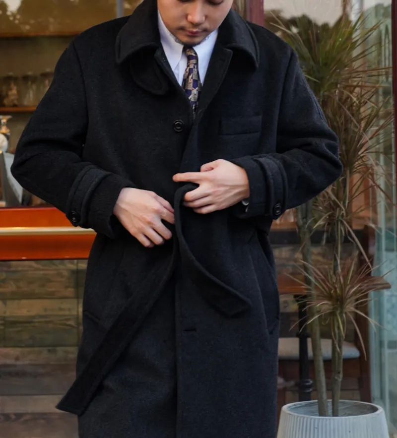 Men's Woolen Balmacaan Coat