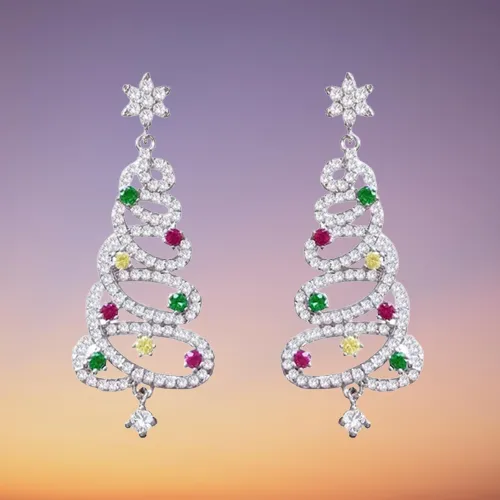 Mini Elegant Christmas Tree Earrings