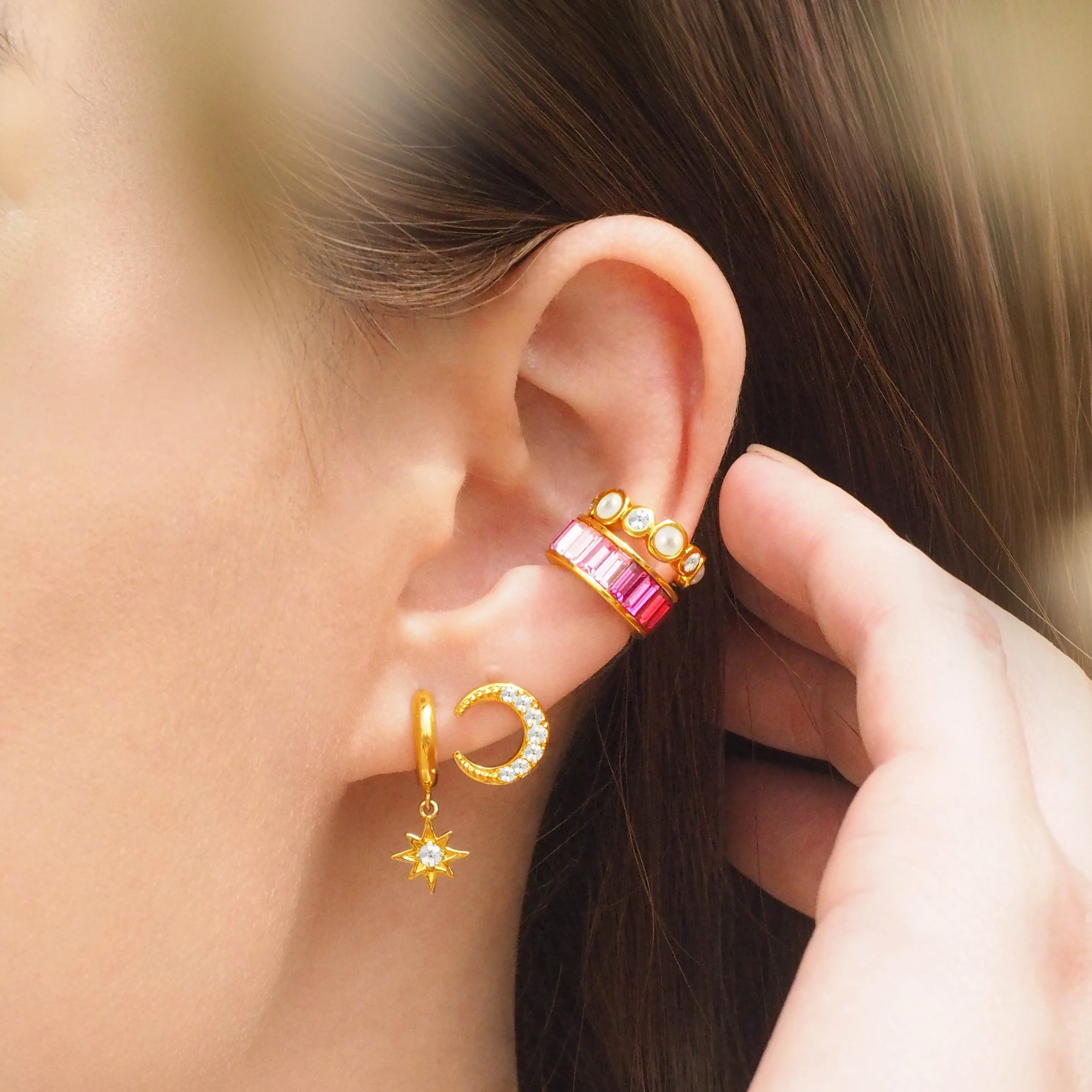 Mini Starburst Huggie Hoop Earrings