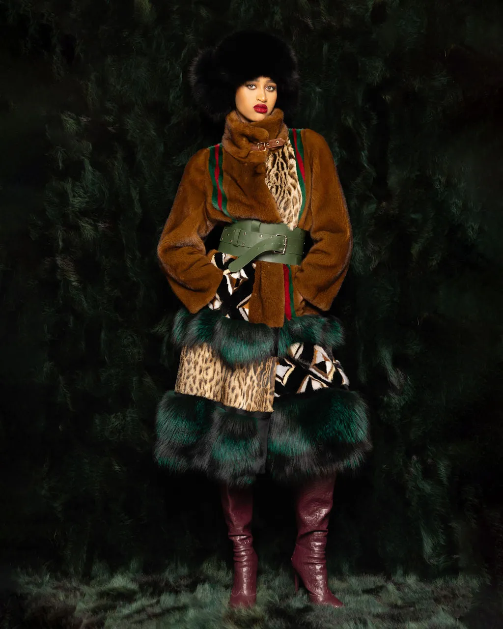 Mink w. Fox Trim & Animal Printed Mink Accents