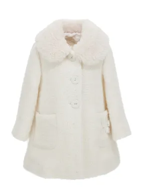 MONNALISA Boucle coat with wool embroidery