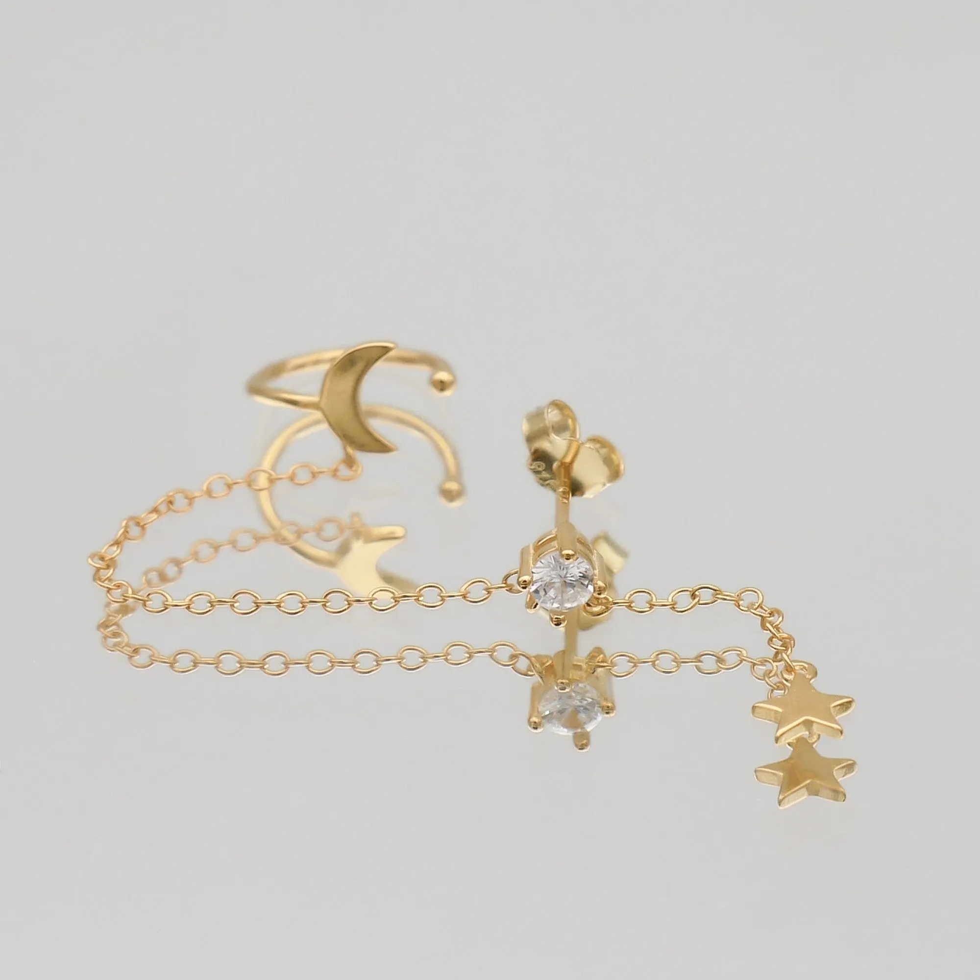 Moon & Star Drop Earring