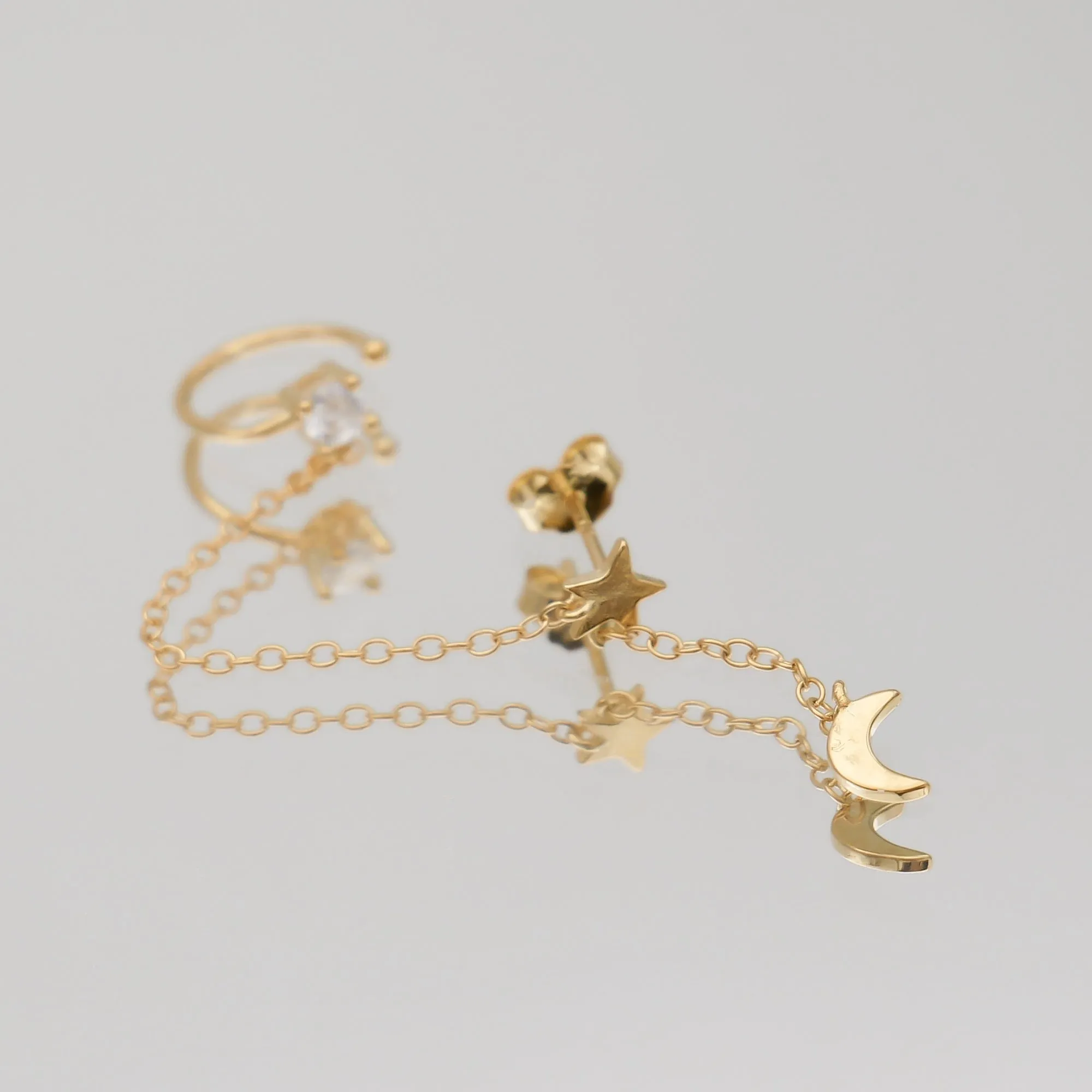 Moon & Star Drop Earring