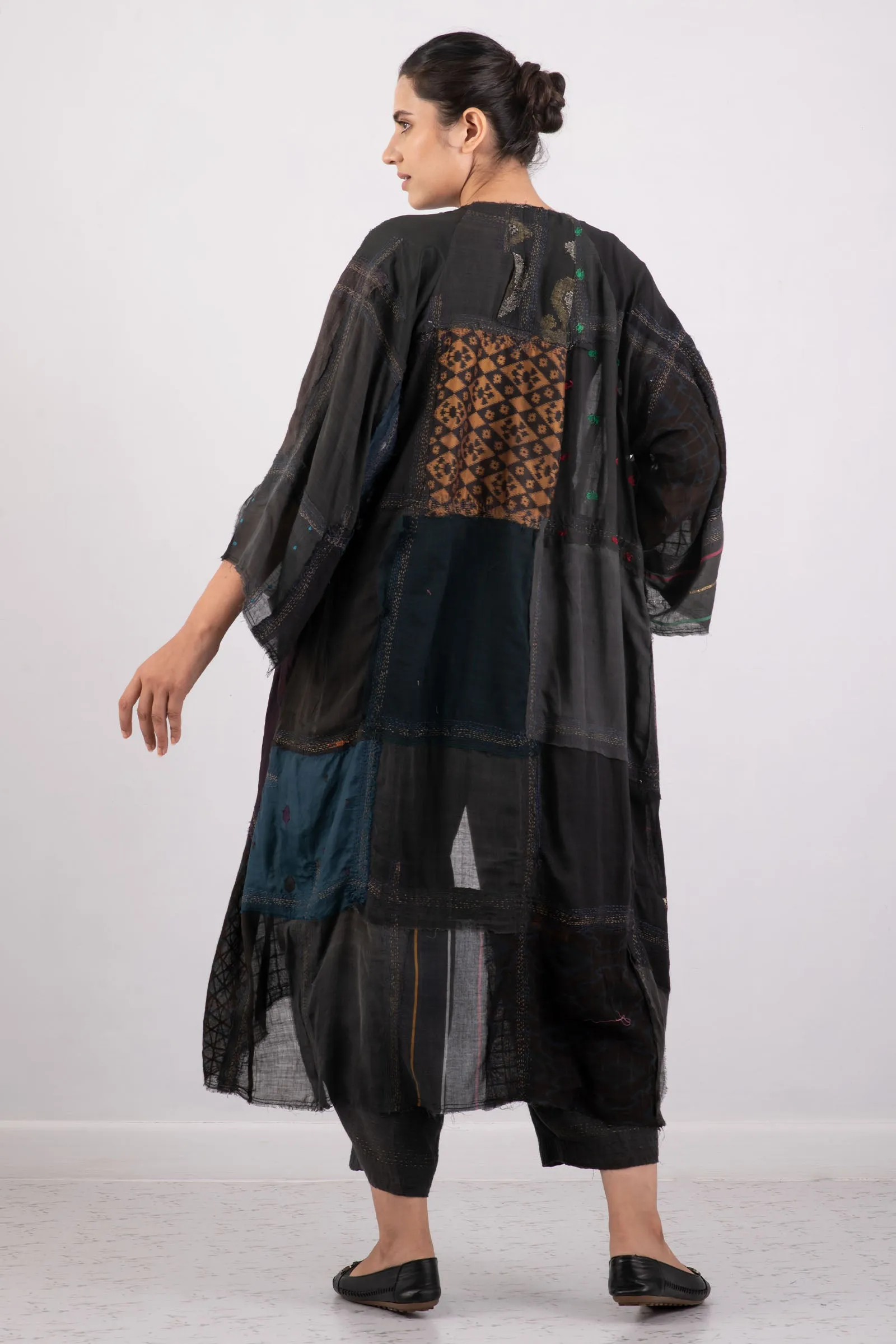 MOSAIC TILE PATCH KANTHA KIMONO MAXI