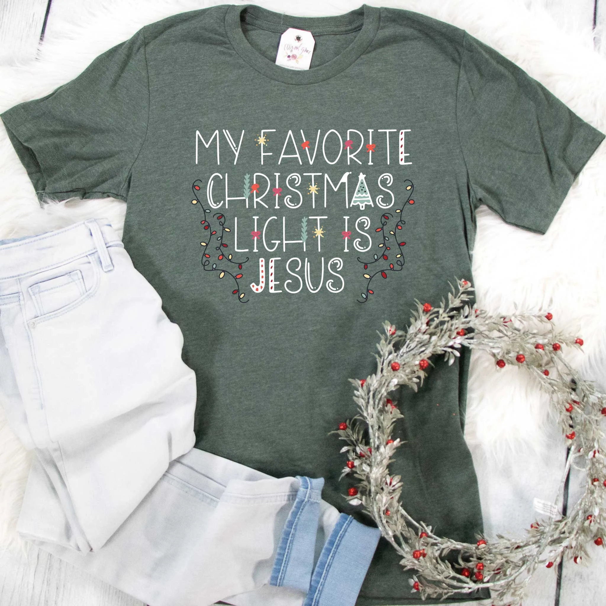 My Favorite Christmas Light is Jesus Multicolor Unisex Shirt