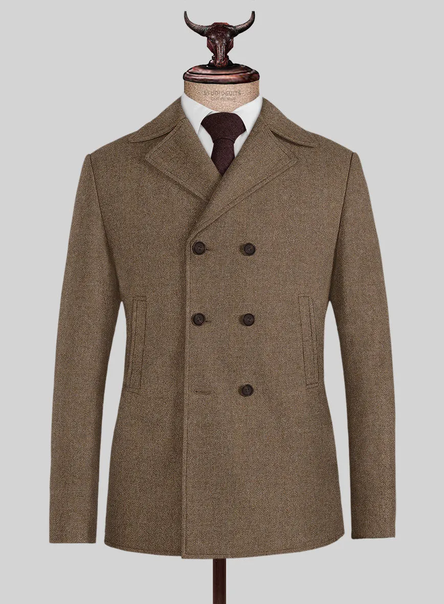 Naples Oak Wood Tweed Pea Coat