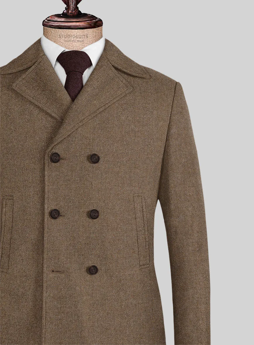 Naples Oak Wood Tweed Pea Coat