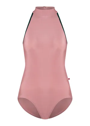 Noe High Neck Leotard (Antique Rose/Kale)