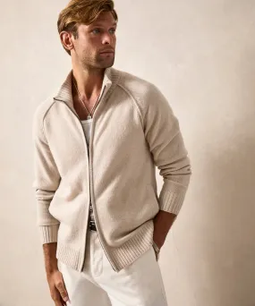 Nomad Cashmere Full-Zip Sweater in Bisque